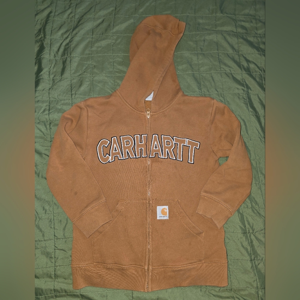Carhartt Tan Full-Zip Hoodie Kids 8-10